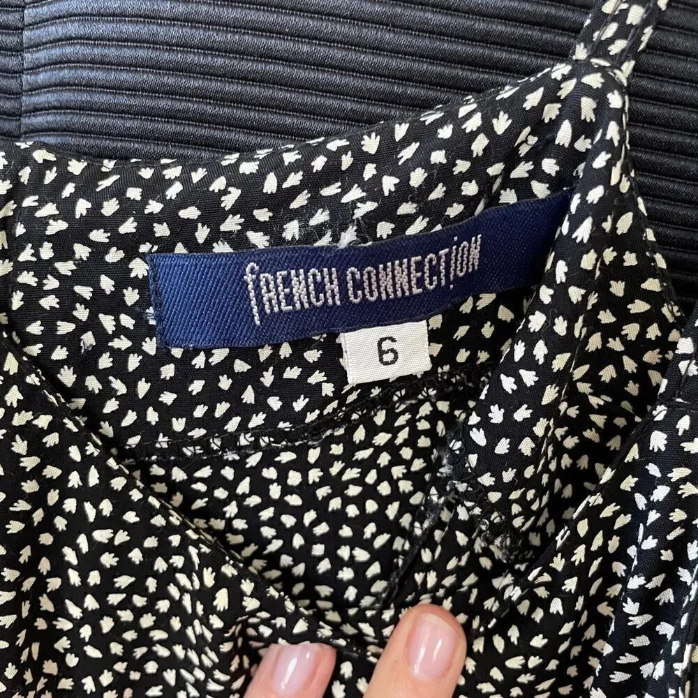 French Connection Black and White Dot Mini Cami Dress Tank 6